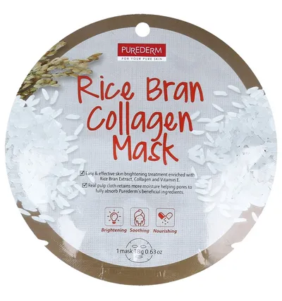 Purederm Rice Brain Collagen Face Mask (Maseczka kolagenowa z ryżem w płacie)