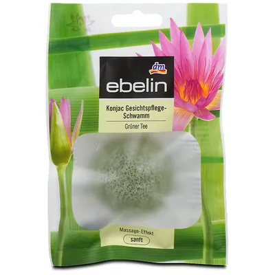 Ebelin Konjac Gesichtspflege-Schwamm Gruner Tee (Naturalna gąbka do oczyszczania i pielęgnacji twarzy z włókna roślinnego)