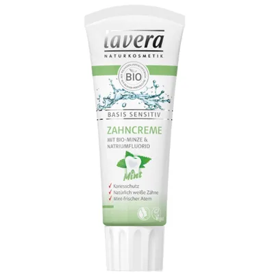 Lavera Basis Sensitiv, Zahncreme Mint (Miętowa pasta do zębów z bio-miętą i fluorem)