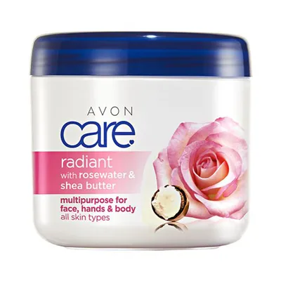 Avon Care, Radiant with Rose Water & Shea Butter, Multipurpose for Face, Hands & Body (Rozświetlający krem do twarzy, rąk i ciała z wodą różaną i masłem shea)