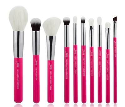 Jessup T203 Rose/Carmin Silver Brushes Set (Zestaw 10 pędzli do makijażu)