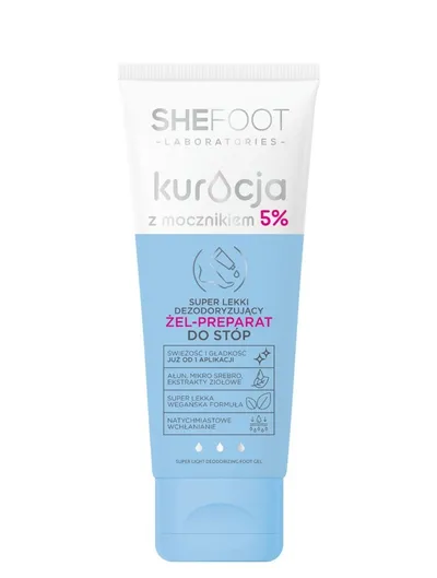 SheFoot Kuracja z Mocznikiem, Super lekki dezodorujący żel-preparat do stóp  `Mocznik  5%`