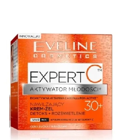 Eveline Cosmetics Expert C, Nawilżający krem-żel 30+ `Detoks + rozświetlenie`