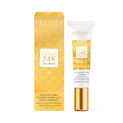Dermika Luxury Gold 24K, Total Benefit, Esencja Młodości, Luksusowy krem do skóry wokół oczu (nowa wersja)