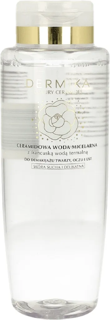 Dermika Luxury Ceramides, Ceramidowa woda micelarna z francuską wodą termalną do demakijażu twarzy, oczu i ust