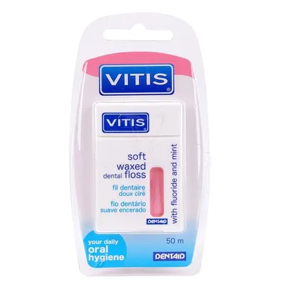Vitis Soft Dental Floss Waxed (Delikatna nić dentystyczna woskowana z fluorem i miętą)