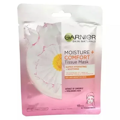 Garnier Skin Naturals, Moisture + Comfort Tissue Mask Super Hydrating + Soothing (Maska - kompres nawilżająco - kojąca)