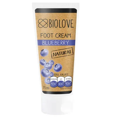 Biolove Blueberry, Foot Cream (Intensywnie nawilżający krem do stóp o zapachu borówki)
