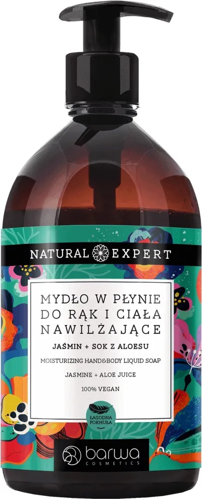 Barwa Natural Expert, Mydło w płynie do rąk i ciała nawilżające `Jaśmin i sok z aloesu`