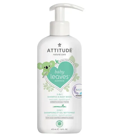 Attitude Baby Leaves, 2-In-1 Shampoo and Body Wash Sweet Apple (Szampon i żel pod prysznic `Słodkie jabłuszko`)