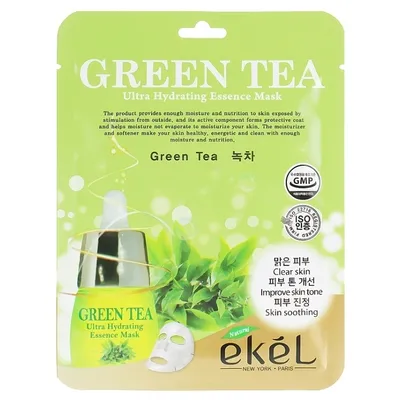 Ekel Green Tea Ultra Hydrating Essence Mask (Ultranawilżająca maseczki w płacie do twarzy z ekstraktem z zielonej herbaty)