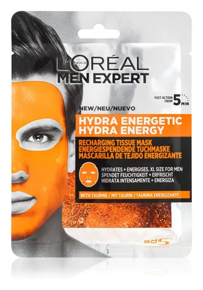 L'Oreal Paris Men Expert,Hydra Energetic, Recharging Tissue Mask (Maska nawilżająca w płacie dla mężczyzn)