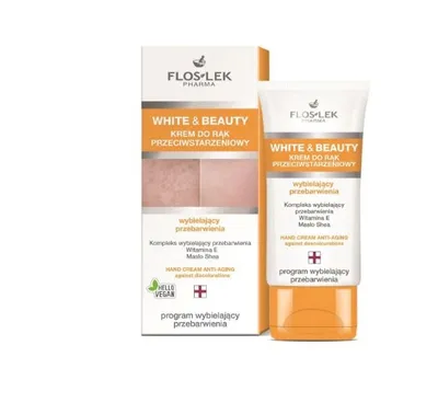 Floslek White & Beauty, Krem do rąk przeciwstarzeniowy wybielający przebarwienia (nowa wersja)