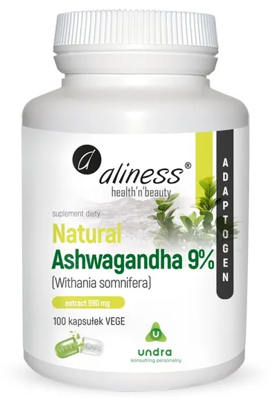 Aliness Natural Aswagandha 9%, Wegański suplement diety