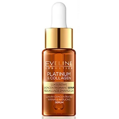 Eveline Cosmetics Platinum & Colagen, Luksusowe skoncentrowane serum redukujące zmarszczki na dzień i na noc do skóry dojrzałej, suchej, wrażliwej