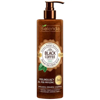 Bielenda Stress Relief Naturals, Peelingujący żel pod prysznic 2 w 1 `Black Coffee`