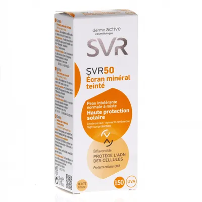 SVR Ecran Mineral Teinte SPF 50 - wysoka ochrona (Krem tonujący z filtrami mineralnymi SPF 50 dla skóry normalnej i mieszanej)