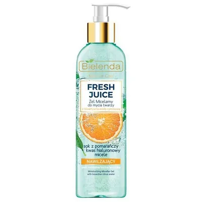 Bielenda Fresh Juice, Nawilżający micelarny żel do mycia twarzy z bioaktywną wodą cytrusową `Sok z pomarańczy, kwas hialuronowy i micele`
