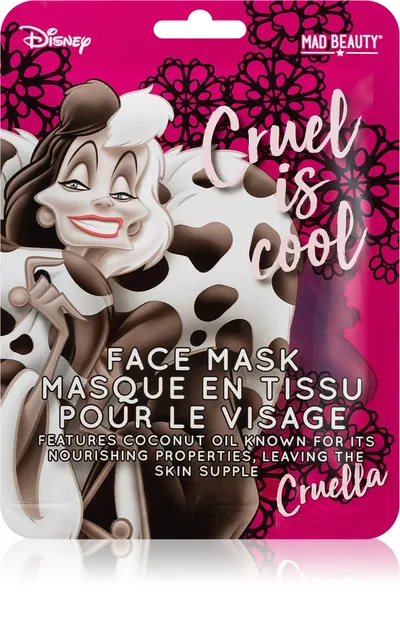 Mad Beauty Disney Villains. Cruella Face Mask (Maseczka na tkaninie z olejkiem kokosowym)