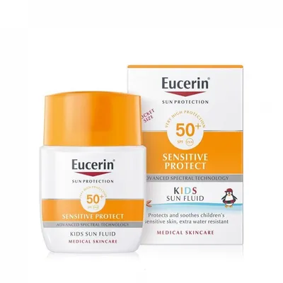 Eucerin Kids, Sun Fluid Sensitive Protect SPF 50+ (Emulsja do opalania z wysoką ochroną dla dzieci)