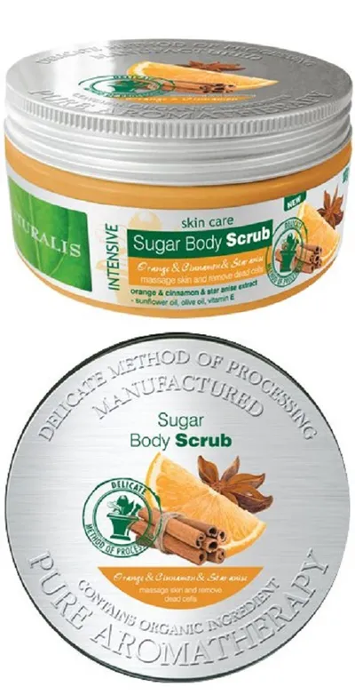 Naturalis Orange & Cinnamon & Star Anise Sugar Body Scrub (Cukrowy peeling do ciała `Pomarańcza, cynamon i anyż`)