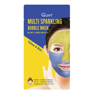 Quret Multi Sparkling, Bubble Mask Yellow & Blue (Maska do twarzy oczyszczająca bąbelkowa)