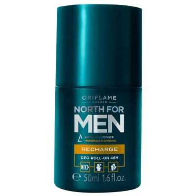 Oriflame North for Men, Recharge, Deo Roll-on 48h (Antyperspiracyjny dezodorant kulkowy)