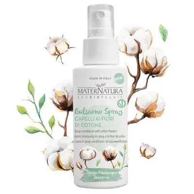 MaterNatura Balsamo Spray Capelli ai Fiori di Cotone (Lekka odżywka bez spłukiwania w sprayu z bawełną, amlą i baobabem)