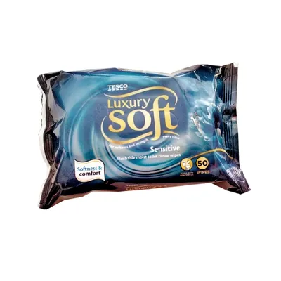 Tesco Value Luxury Soft Sensitive Flushable Moist Toilet Tissue Wipes (Nawilżany papier toaletowy)