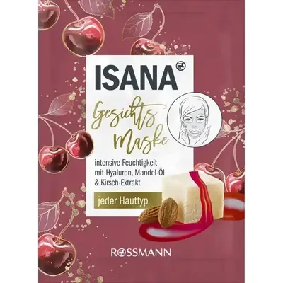 Isana Gesichtstuchmaske mit Hyaluon, Mandelol und Kirschextrakt (Maska w płachcie)