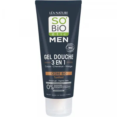 SO'BiO Etic Men, Gel Douche Men 3 en 1 Cedre bio (Żel pod prysznic i szampon 3w1 `Cedr Atlaski`)