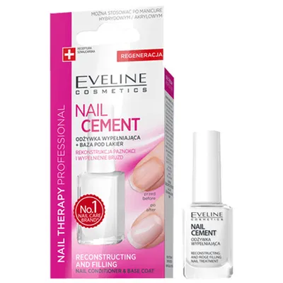 Eveline Cosmetics Nail Therapy Professional, Nail Cement, Odżywka wypełniająca + baza pod lakier do paznokci
