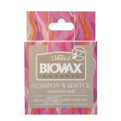 L'biotica Biovax Botanic, Bicapil, malina moroszka, olej z róży, Szampon w kostce