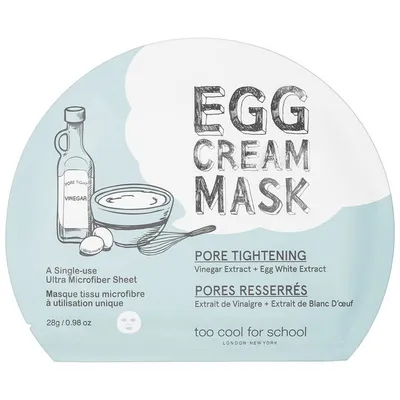 Too Cool For School Pore Tightening, Egg Cream Mask (Kremowa maska zwężająca pory w płacie)
