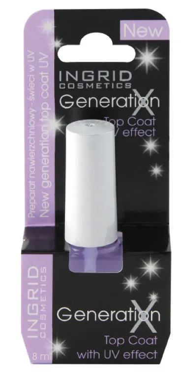 Ingrid Cosmetics Generation X, Top Coat with UV Effect (Lakier do paznokci świecący w UV)