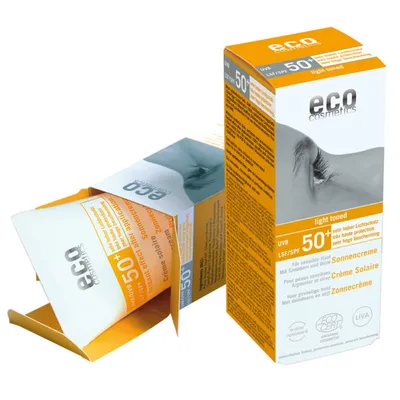 Eco Cosmetics Sonnencreme LSF50+ Leicht Getont (Krem na słońce z rokitnikiem i oliwką SPF 50+)