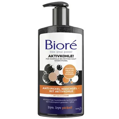Biore Anti-Pickel Waschgel mit Aktivkohle (Żel do mycia do skóry trądzikowej z węglem aktywnym)