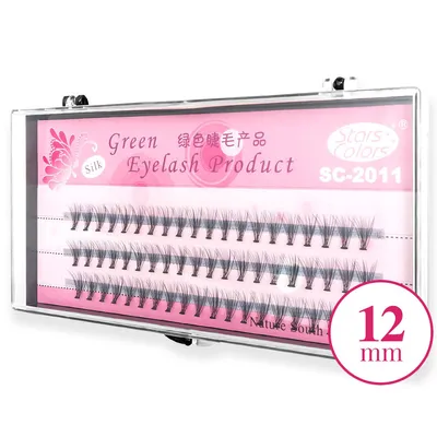 Stars Colors Green Eyelash Product Silk, Kępki rzęs 12 mm