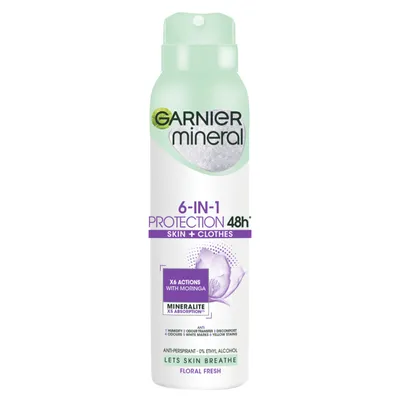Garnier Mineral Protection 6 Floral Fresh 6 in 1 Protection Skin + Clothes Anti-perspirant Spray 48h (Antyperspirant w sprayu)
