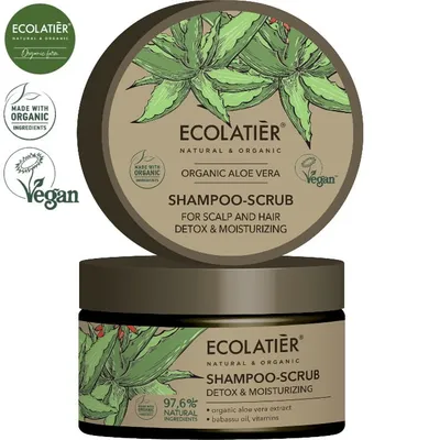 Ecolatier Organic Aloe Vera, Shampoo-Scrub for Hair & Scalp Detox & Moisturizing (Szampon-peeling do skóry głowy i włosów `Nawilżający detoks`)