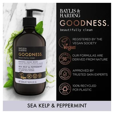 Baylis & Harding Goodness Sea Kelp & Peppermint Natural Hand Wash (Naturalne mydło w płynie do rąk)