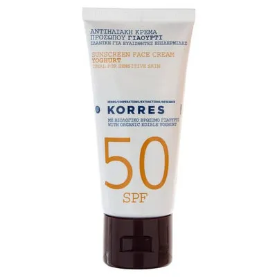 Korres Sunscreen Face Cream Yoghurt SPF50 (Krem do opalania twarzy z organicznym jogurtem naturalnym SPF50)