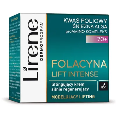 Lirene Dermoprogram Folacyna Lift Intense 70+, Liftingujący krem silnie regenerujący na noc `Modelujący lifting`