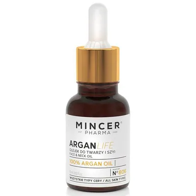 Mincer Pharma Argan Life, Olejek arganowy do pielęgnacji twarzy i szyi No. 806