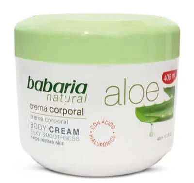 Babaria Natural Cosmetics Aloe, Body Cream (Wygładzający krem do ciała na bazie czystego 100% aloesu z kwasem hialuronowym i witaminą E)