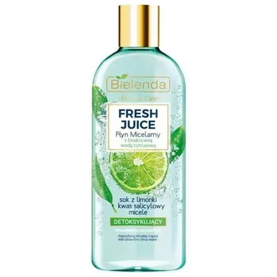 Bielenda Fresh Juice, Detoksykujący płyn micelarny z bioaktywną woda cytrusową `Sok z limonki + kwas salicylowy i micele`