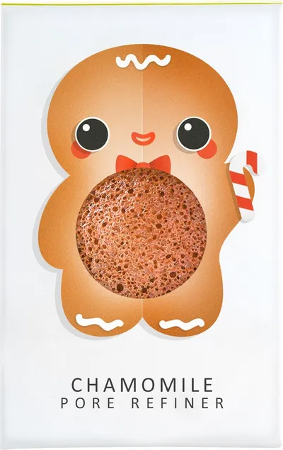 Konjac Sponge Company Festive Friends,  The Korean Konjac Sponge with Chamomile Pore Refiner (Gąbka konjac z rumiankiem `Piernikowy Ciastek`)