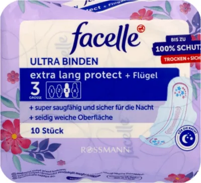 Facelle Ultra Binden Extra Lang Protect + Flugel (Ultra podpaski ze skrzydełkami na noc rozmiar 3)