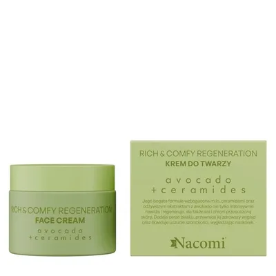 Nacomi Rich & Comfy, Regeneration Face Cream (Kojący krem do twarzy z awokado i ceramidami)