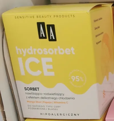 AA Hydrosorbet Ice,  Sorbet nawilżająco-rozświetlający z efektem delikatnego chłodzenia